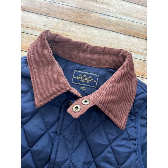 Properly Tied Boys Beaumont Quilted Vest with Brown Corduroy Collar XL 18-20 - Picture 2 of 6